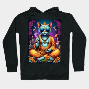 Psychedelic Techno Cat - Catsondrugs.com - cat, kitten, kitty, cats, cute, animal, pet, funny, black cat, pets, meme, pack, animals, kittens, feline Hoodie